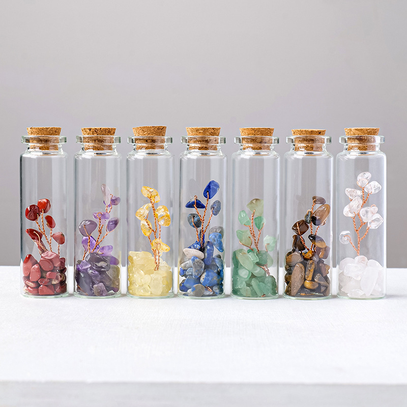 Natural crystal gravel crystal tree mineral bottle crystal tree glass drift bottle