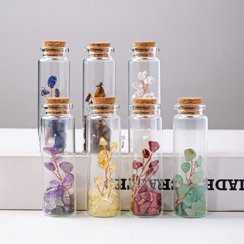 Natural crystal gravel crystal tree mineral bottle crystal tree glass drift bottle