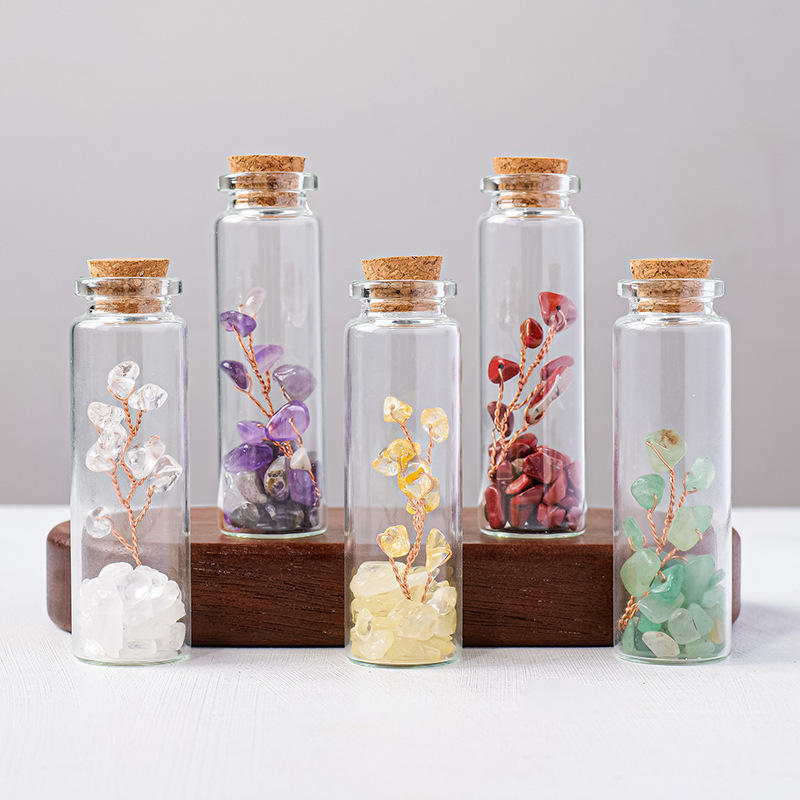 Natural crystal gravel crystal tree mineral bottle crystal tree glass drift bottle