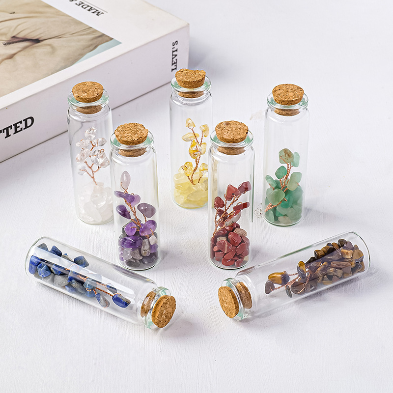 Natural crystal gravel crystal tree mineral bottle crystal tree glass drift bottle