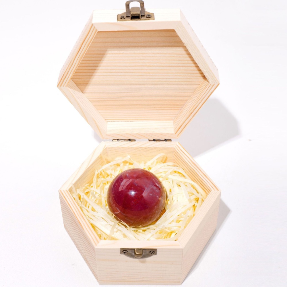 Natural crystal rough stone polished crystal ball wooden box gift box ornaments