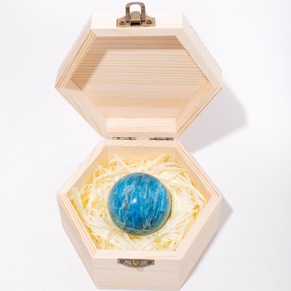 Natural crystal rough stone polished crystal ball wooden box gift box ornaments