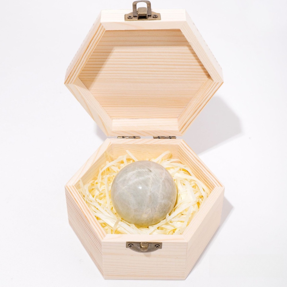 Natural crystal rough stone polished crystal ball wooden box gift box ornaments