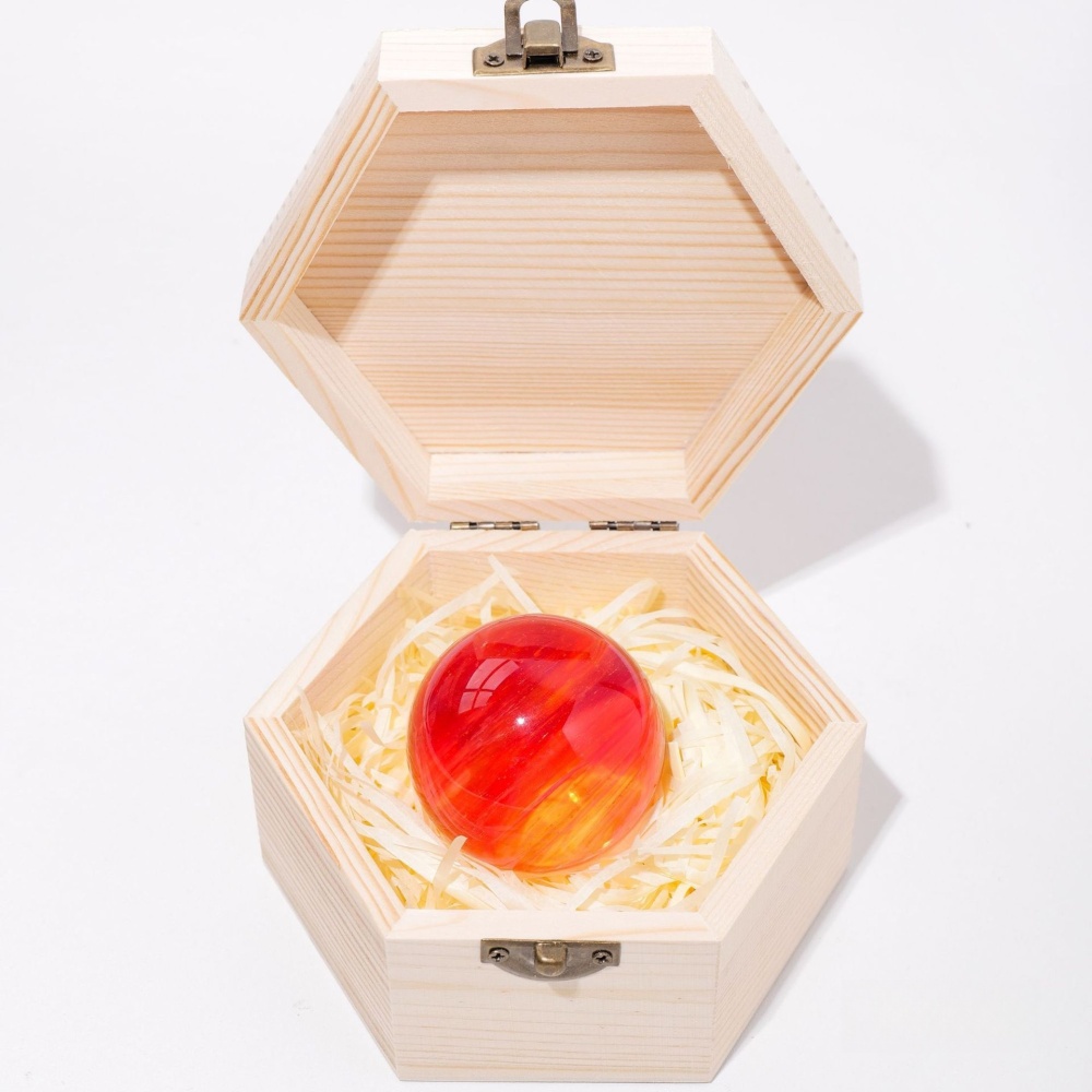 Natural crystal rough stone polished crystal ball wooden box gift box ornaments