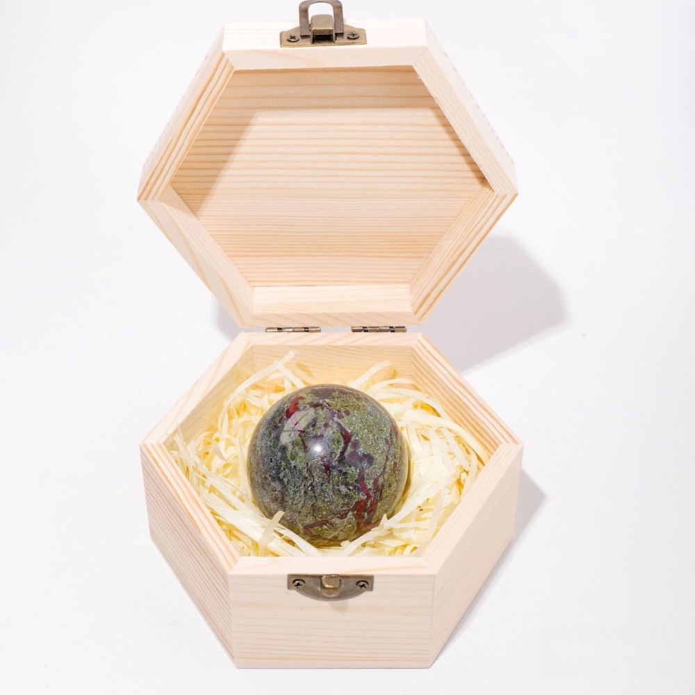Natural crystal rough stone polished crystal ball wooden box gift box ornaments