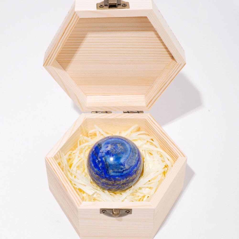 Natural crystal rough stone polished crystal ball wooden box gift box ornaments