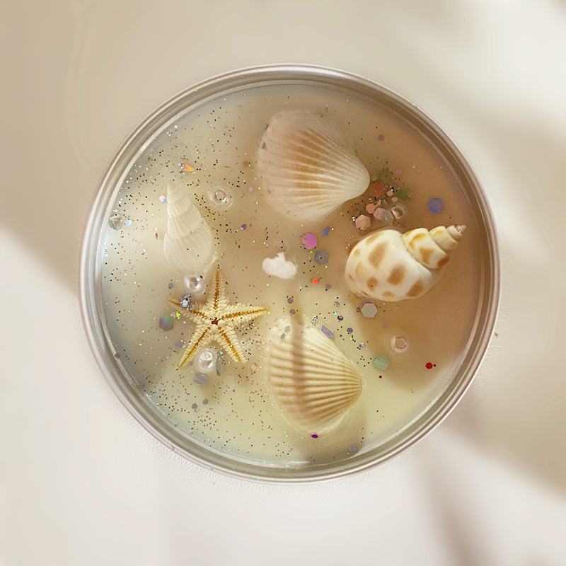 Dried flower shell scented candle souvenir soy wax color handmade crystal stone scented candle