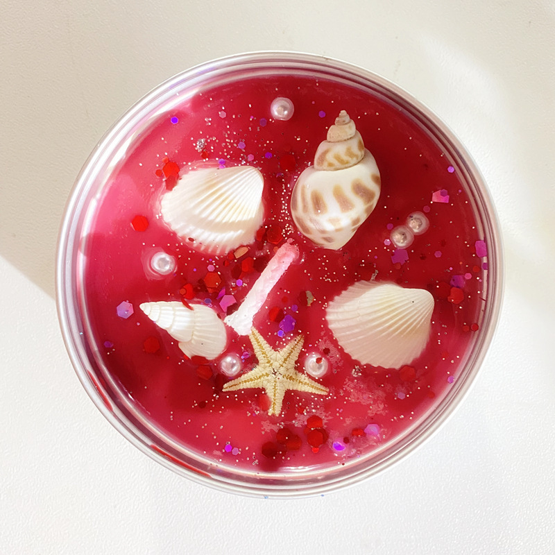 Dried flower shell scented candle souvenir soy wax color handmade crystal stone scented candle