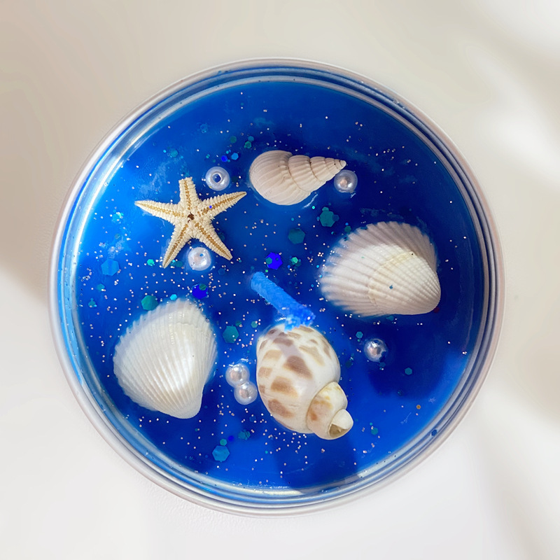 Dried flower shell scented candle souvenir soy wax color handmade crystal stone scented candle