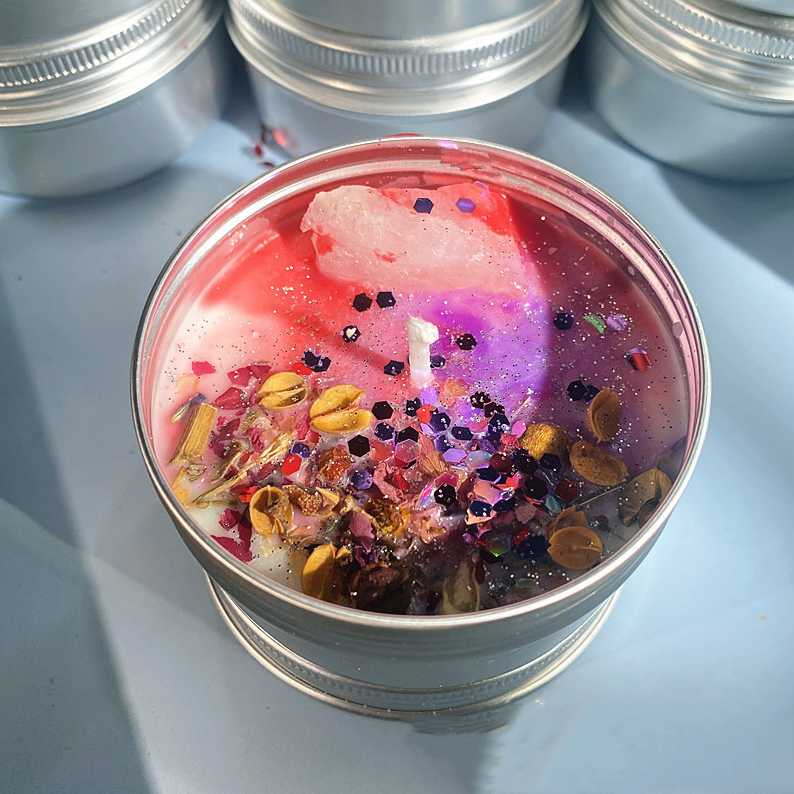 Dried flower shell scented candle souvenir soy wax color handmade crystal stone scented candle