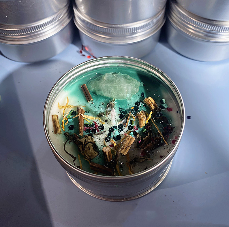 Dried flower shell scented candle souvenir soy wax color handmade crystal stone scented candle
