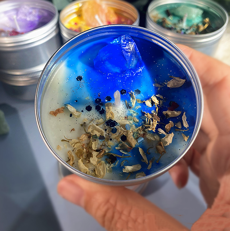 Dried flower shell scented candle souvenir soy wax color handmade crystal stone scented candle