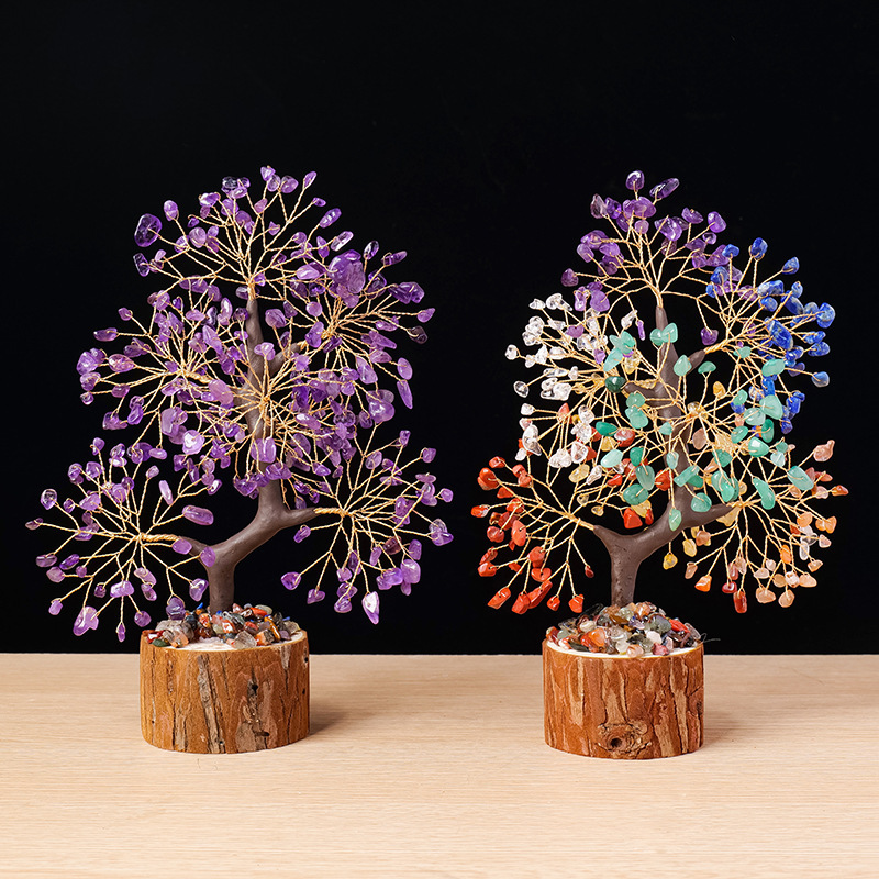 Natural crystal tree gravel life tree base home decoration ornaments