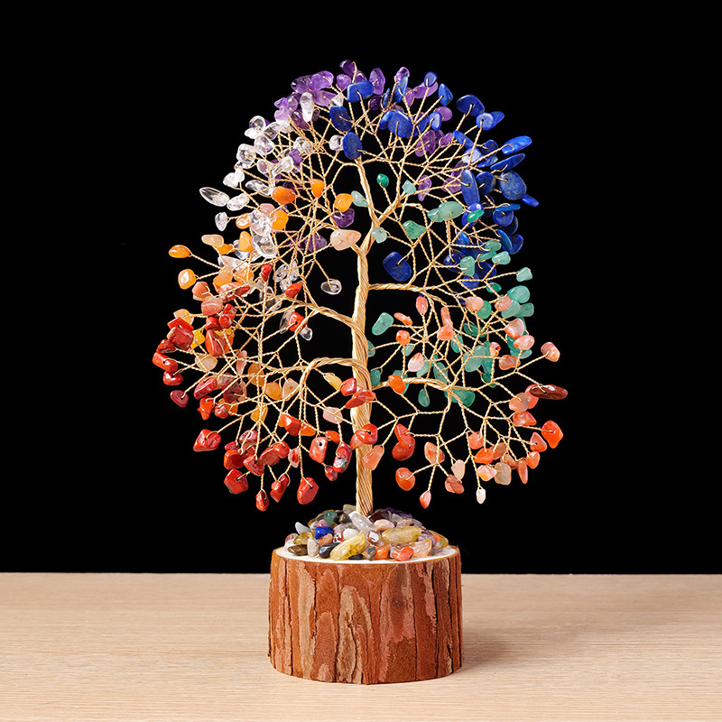 Natural crystal tree gravel life tree base home decoration ornaments