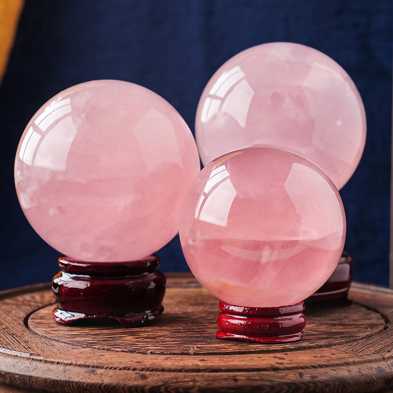 Natural rose quartz ball ornaments crystal raw stone polished crystal ball ornaments