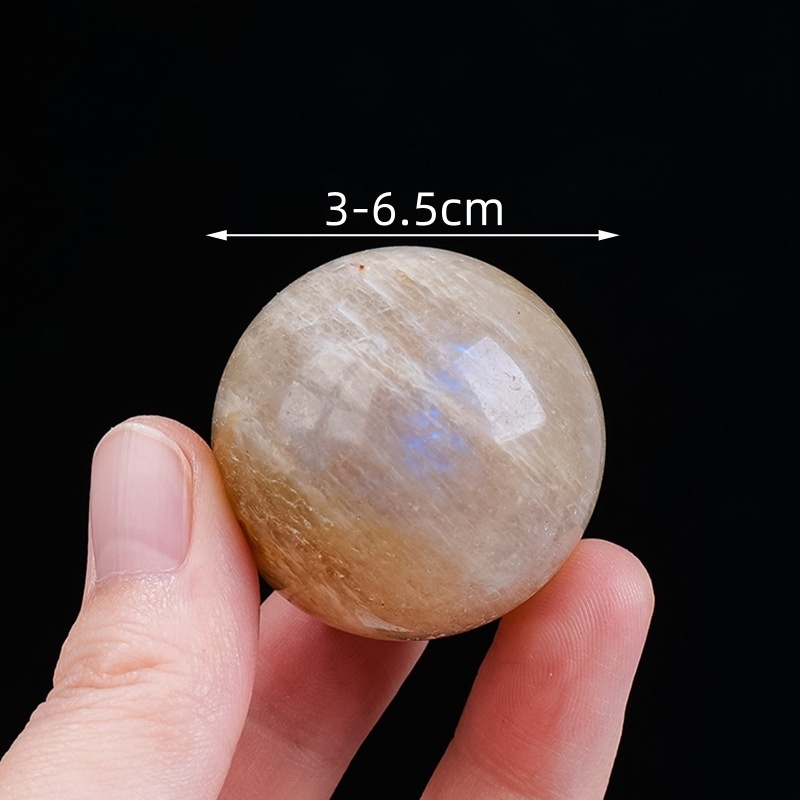 Natural crystal moonstone ball ornaments, raw stone polished energy stone