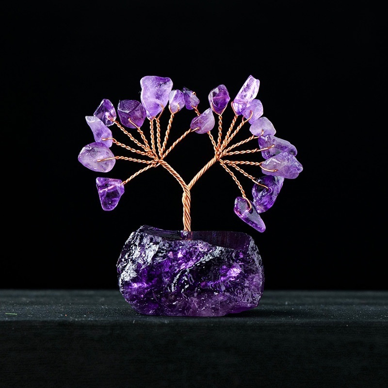 Natural crystal gravel tree of life crystal raw stone base ornaments