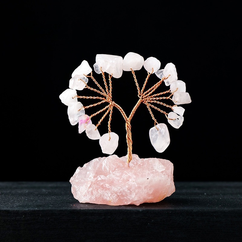 Natural crystal gravel tree of life crystal raw stone base ornaments