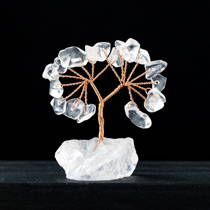 Natural crystal gravel tree of life crystal raw stone base ornaments