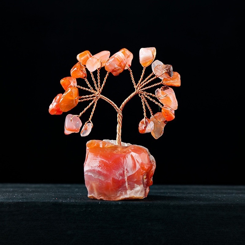 Natural crystal gravel tree of life crystal raw stone base ornaments