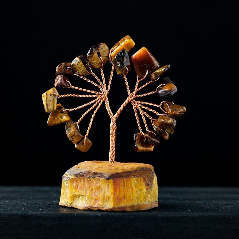 Natural crystal gravel tree of life crystal raw stone base ornaments