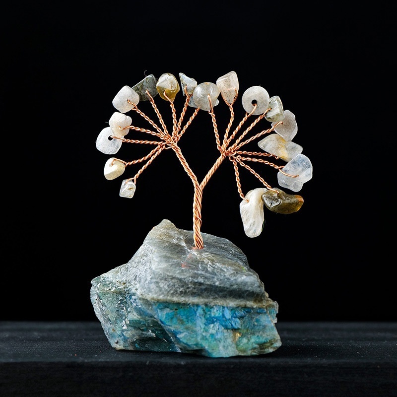 Natural crystal gravel tree of life crystal raw stone base ornaments