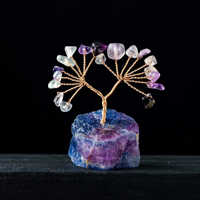 Natural crystal gravel tree of life crystal raw stone base ornaments