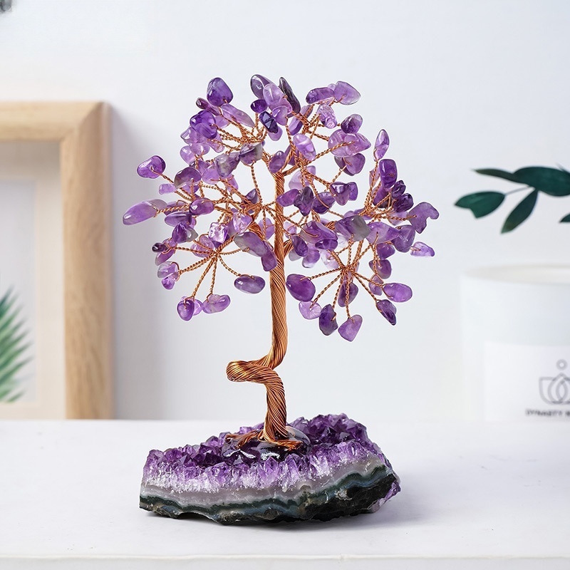Natural crystal cluster tree of life crystal gravel tree of life hand-woven