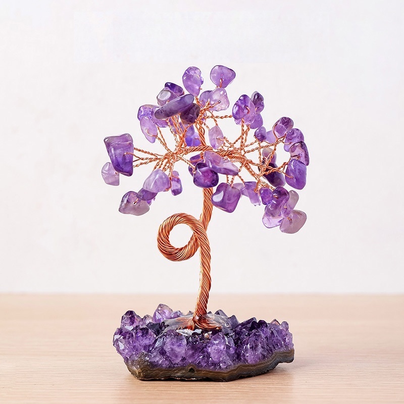 Natural crystal cluster tree of life crystal gravel tree of life hand-woven
