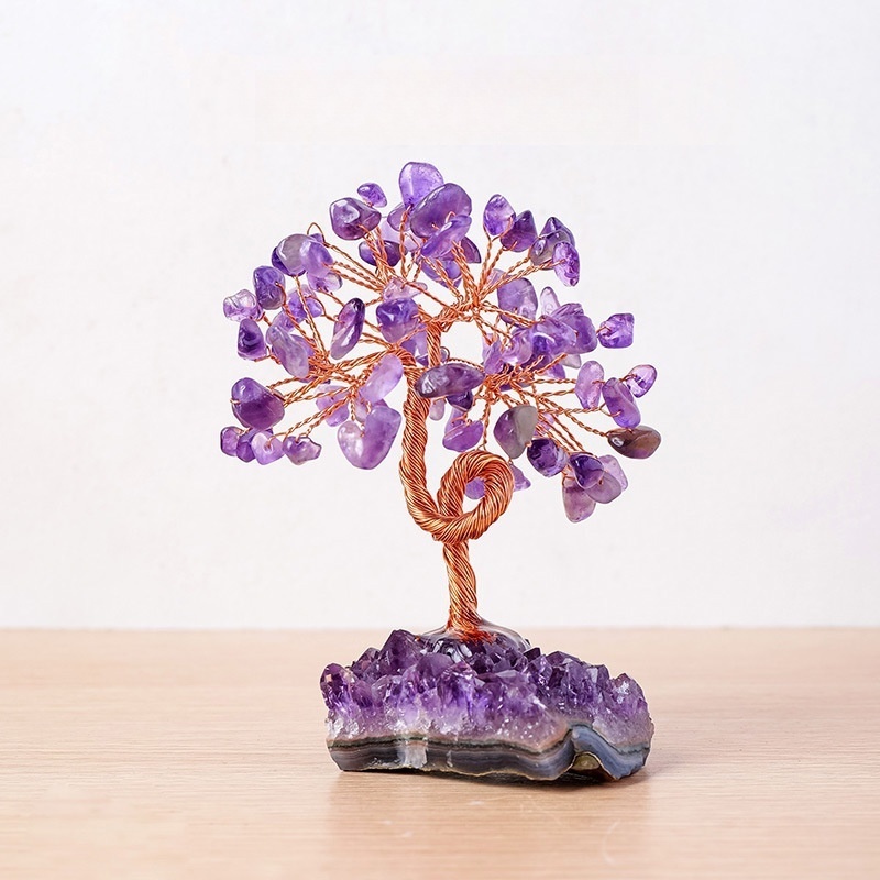 Natural crystal cluster tree of life crystal gravel tree of life hand-woven