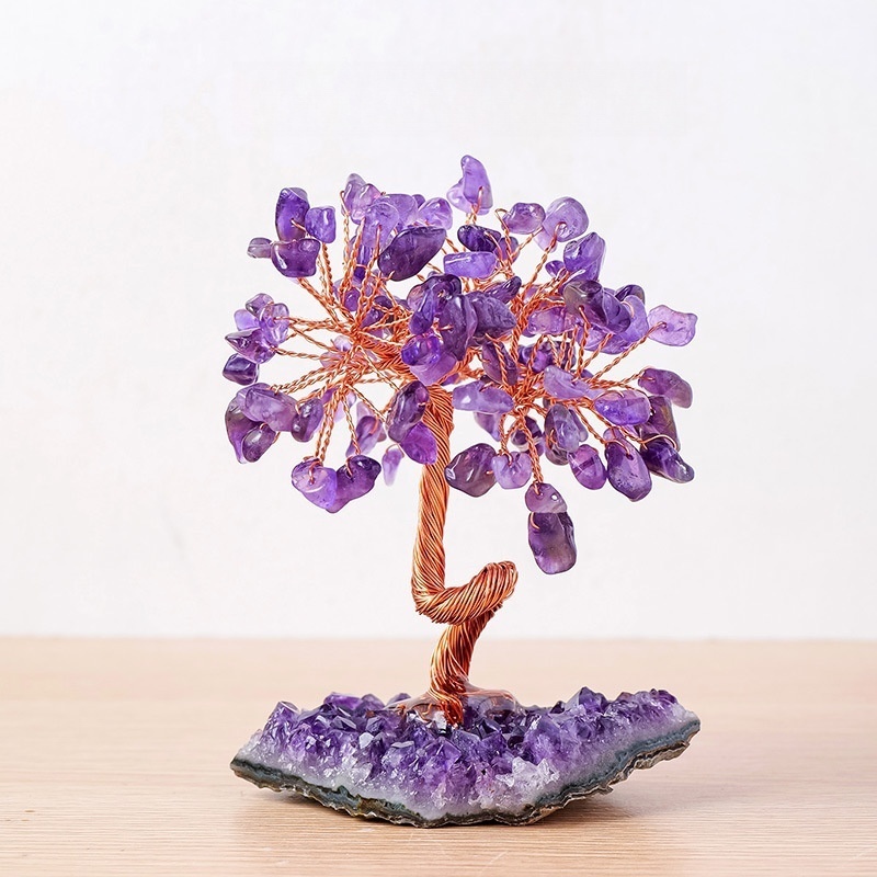 Natural crystal cluster tree of life crystal gravel tree of life hand-woven