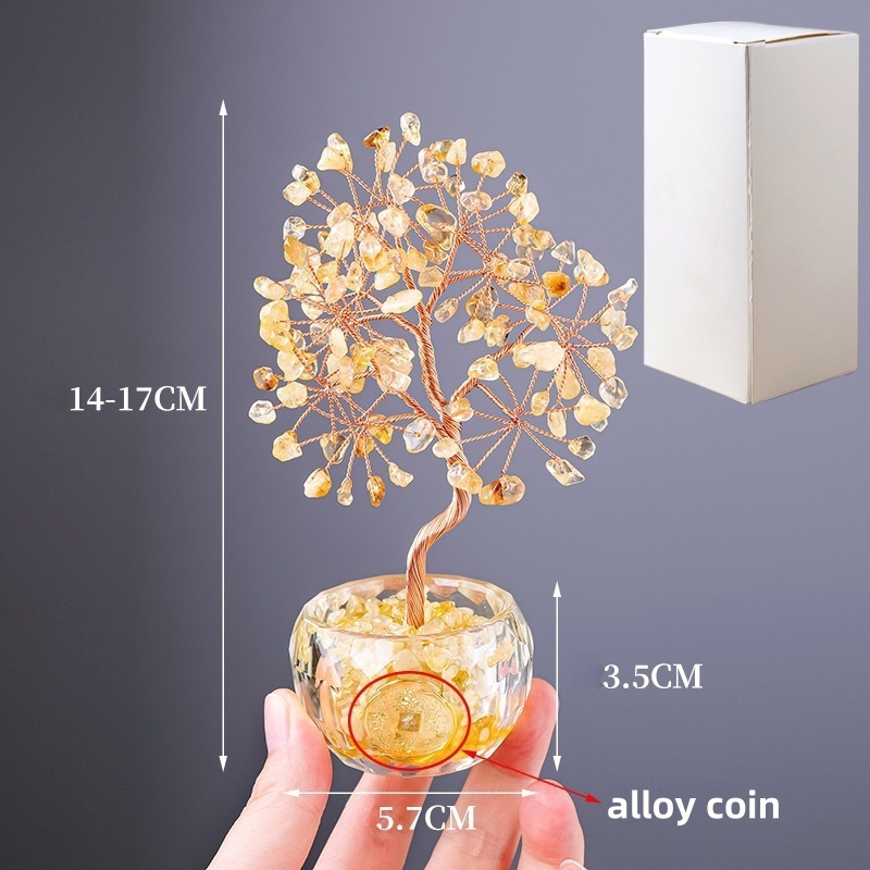 Natural crystal bottle gravel tree of life ornaments Creative car decoration ornaments