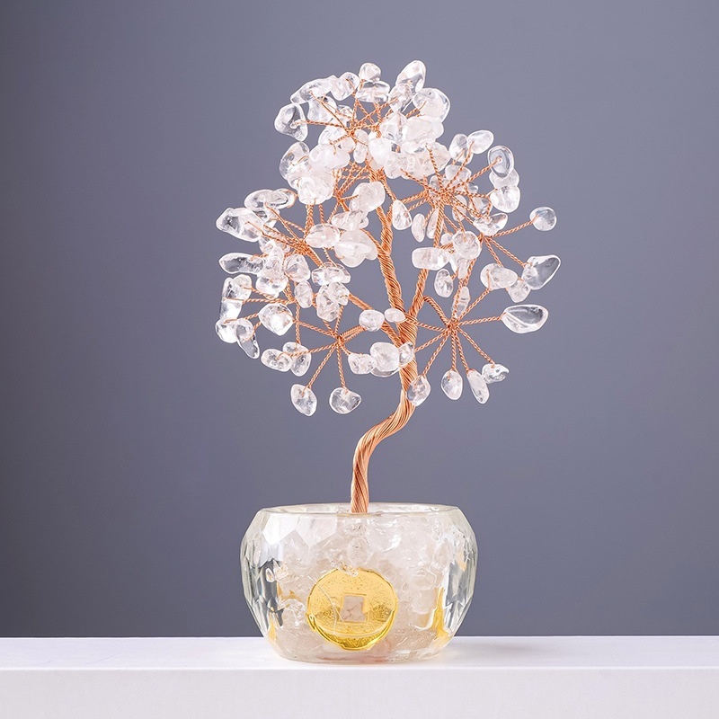 Natural crystal bottle gravel tree of life ornaments Creative car decoration ornaments