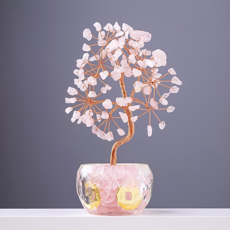 Natural crystal bottle gravel tree of life ornaments Creative car decoration ornaments