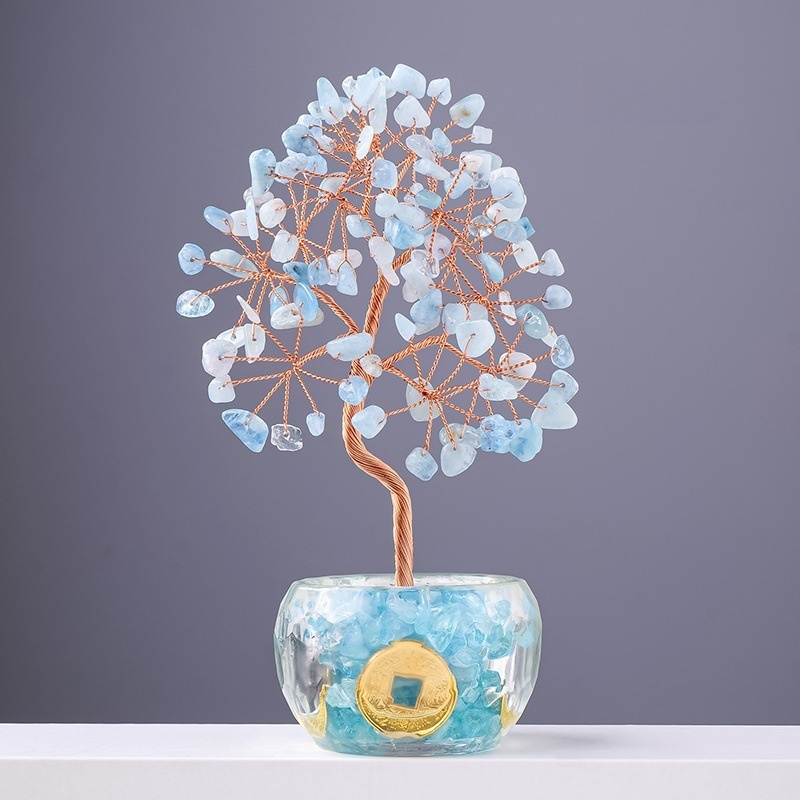 Natural crystal bottle gravel tree of life ornaments Creative car decoration ornaments