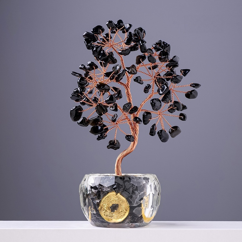 Natural crystal bottle gravel tree of life ornaments Creative car decoration ornaments