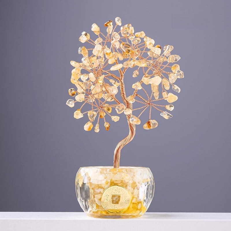 Natural crystal bottle gravel tree of life ornaments Creative car decoration ornaments