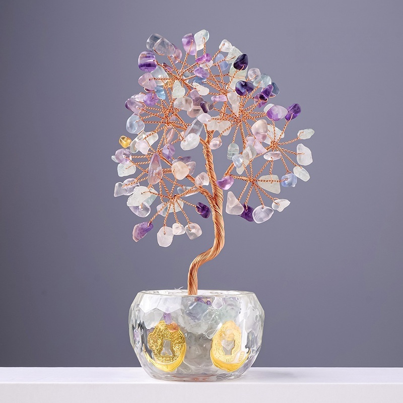 Natural crystal bottle gravel tree of life ornaments Creative car decoration ornaments
