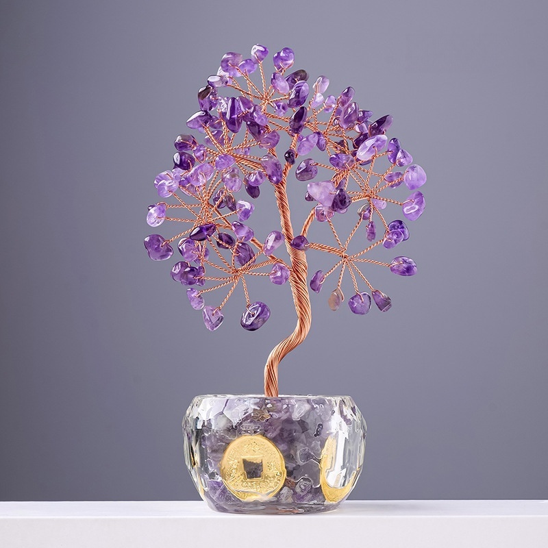 Natural crystal bottle gravel tree of life ornaments Creative car decoration ornaments
