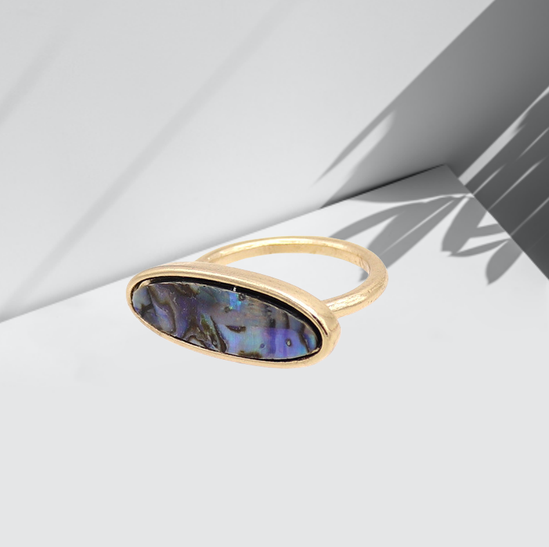 Trendy design and development, exquisite abalone inlay, oval simple and fashionable ring