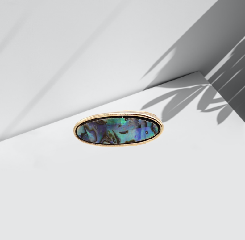 Trendy design and development, exquisite abalone inlay, oval simple and fashionable ring