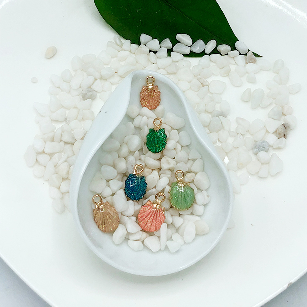 13-piece set of DIY accessories Ocean series shell conch starfish alloy oil drop pendant material