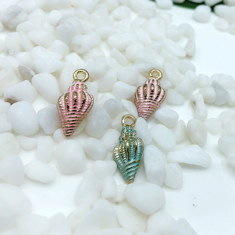 13-piece set of DIY accessories Ocean series shell conch starfish alloy oil drop pendant material
