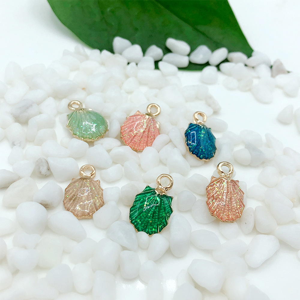 13-piece set of DIY accessories Ocean series shell conch starfish alloy oil drop pendant material