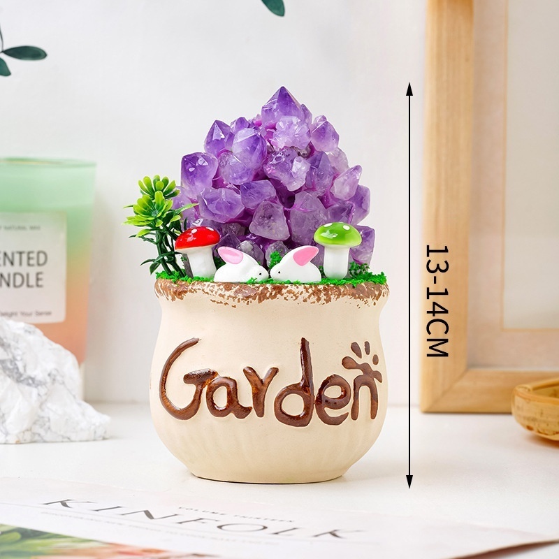 Natural amethyst tooth flower cluster bonsai original stone home desktop decoration ornaments