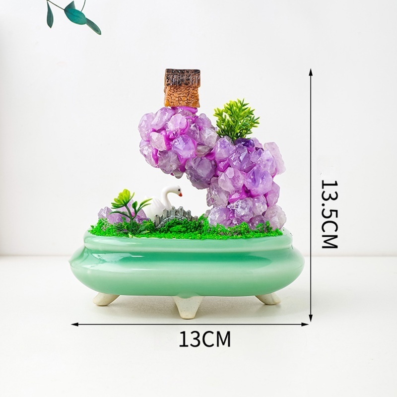 Natural amethyst tooth flower bonsai creative handmade crystal crafts