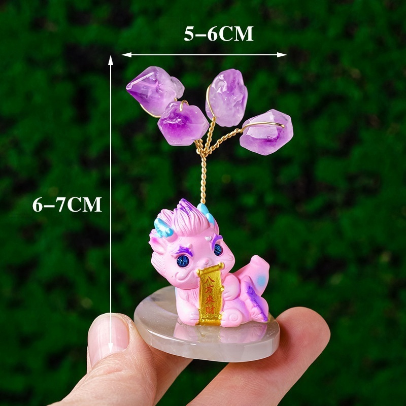 Amethyst flower tree ornaments agate piece base tree of life home car decoration