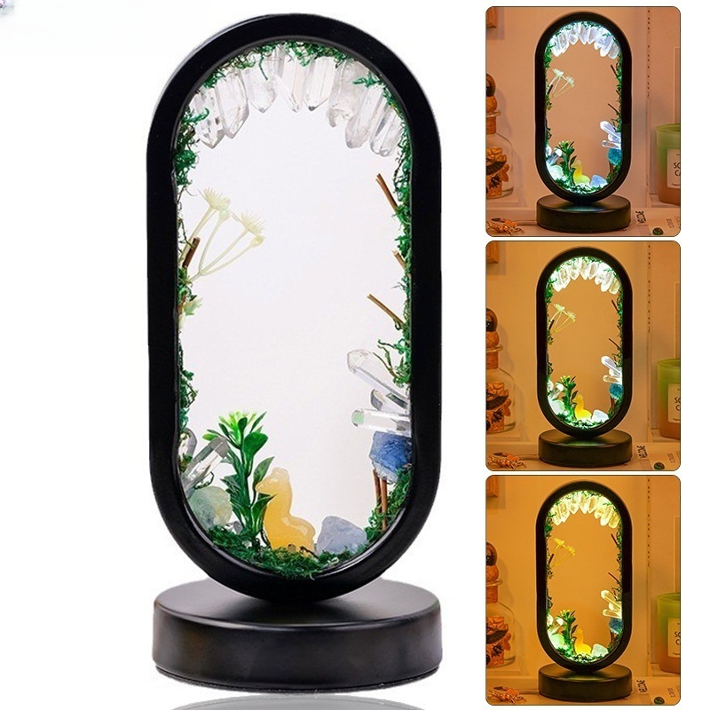 Natural crystal raw stone oval alpaca forest atmosphere lamp Christmas decoration lamp