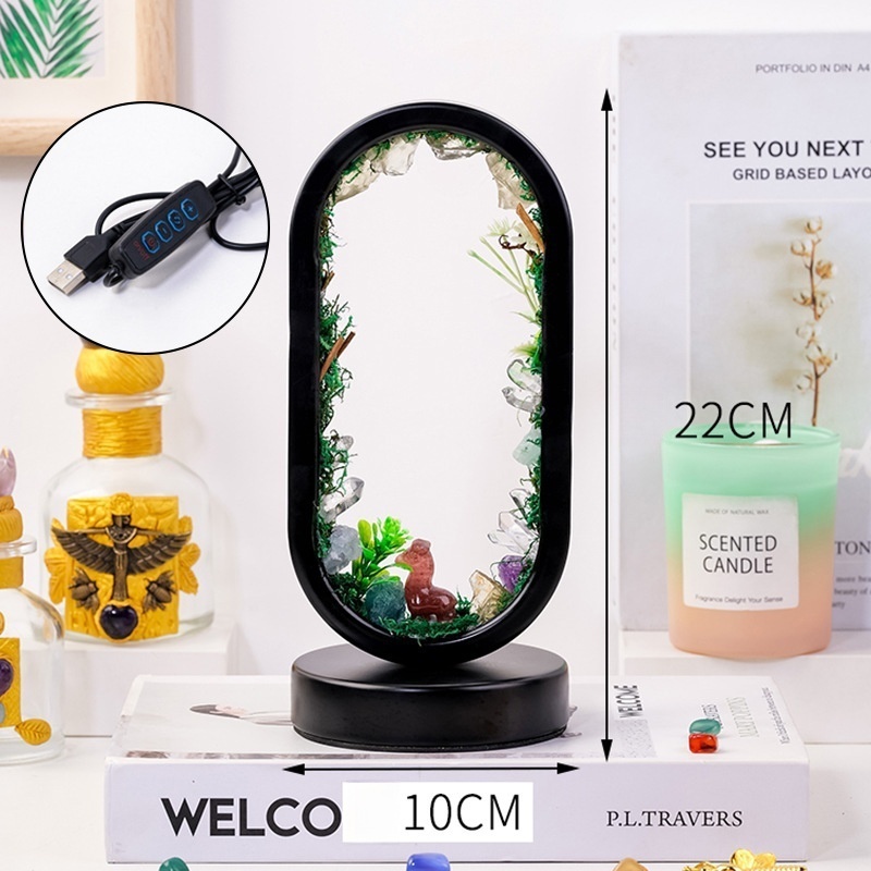 Natural crystal raw stone oval alpaca forest atmosphere lamp Christmas decoration lamp