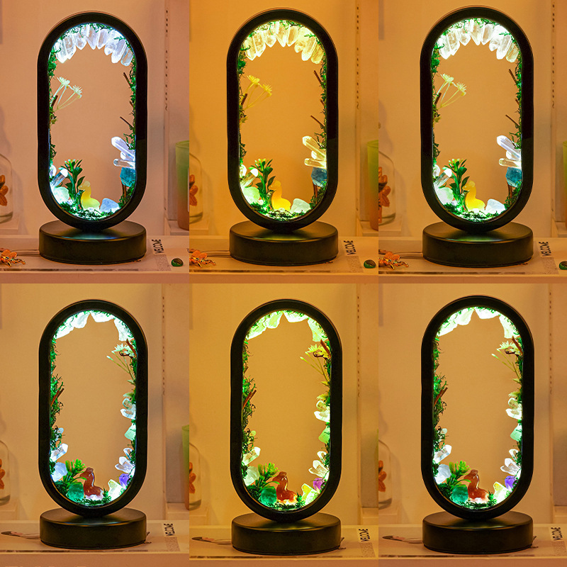 Natural crystal raw stone oval alpaca forest atmosphere lamp Christmas decoration lamp